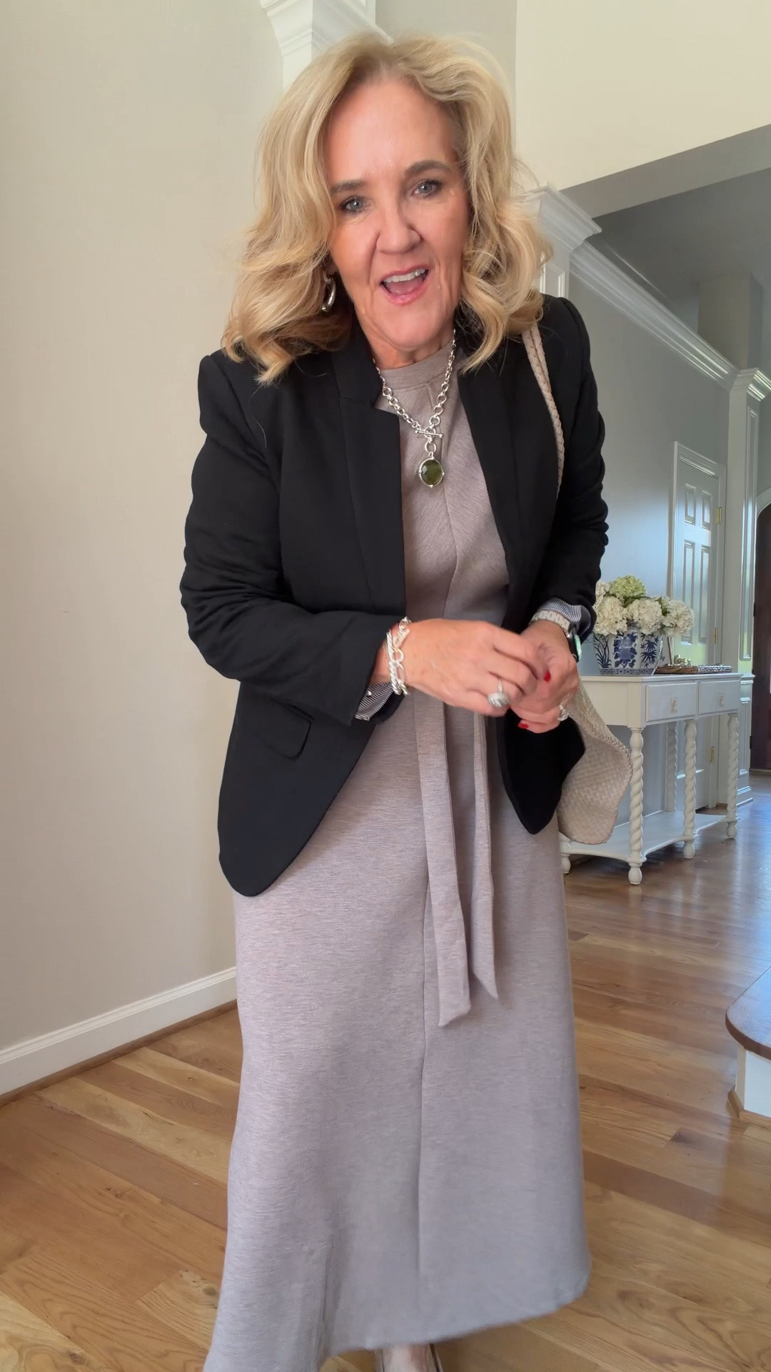 Supervisor office or Sunday dress. 
Wearing a medium in both the blazer and the dress 
Julie Vos silver in new palmetto green 
Linking similar shoes

#LTKOver40 #LTKPetite #LTKWorkwear