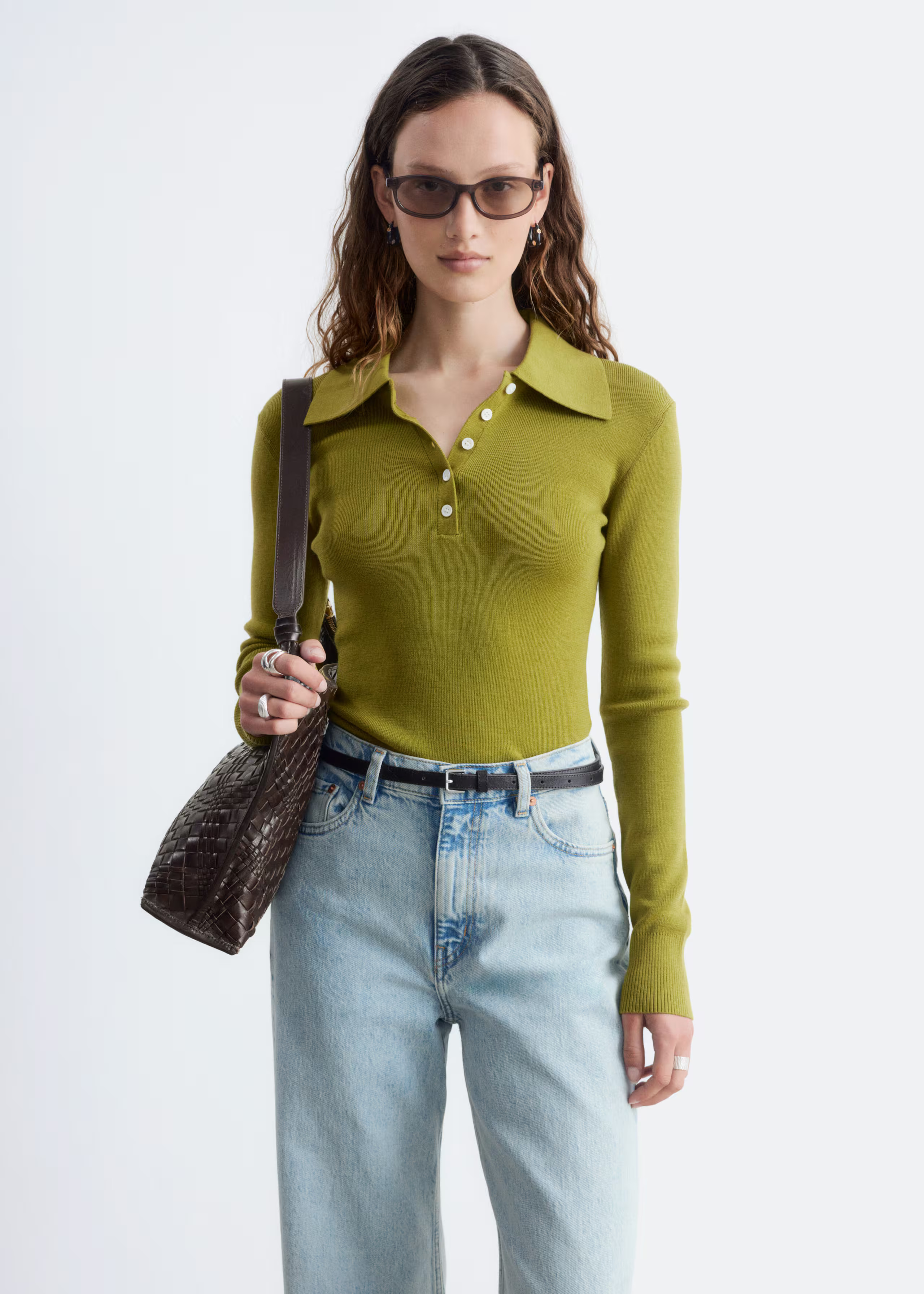 Rib-Knit Merino Wool Polo Top | & Other Stories - US