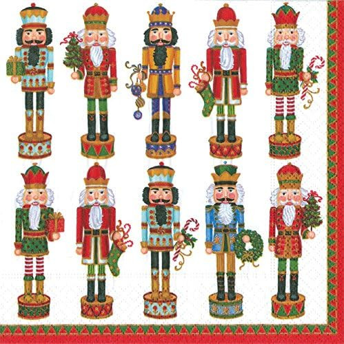 Entertaining with Caspari Nutcracker Parade Cocktail Napkins (Box of 40), Red | Amazon (US)