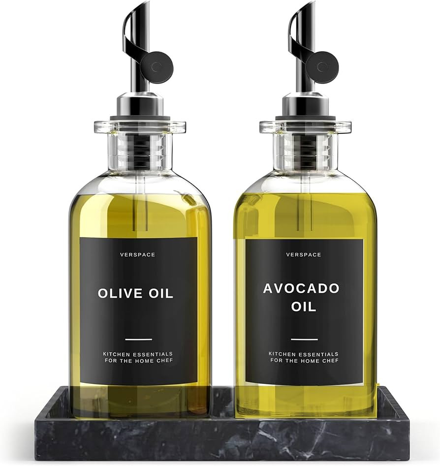 Verspace Olive Oil Dispenser For Kitchen With Silicone Tray & 40 Labels, Soy Sauce Dispenser, Cof... | Amazon (US)