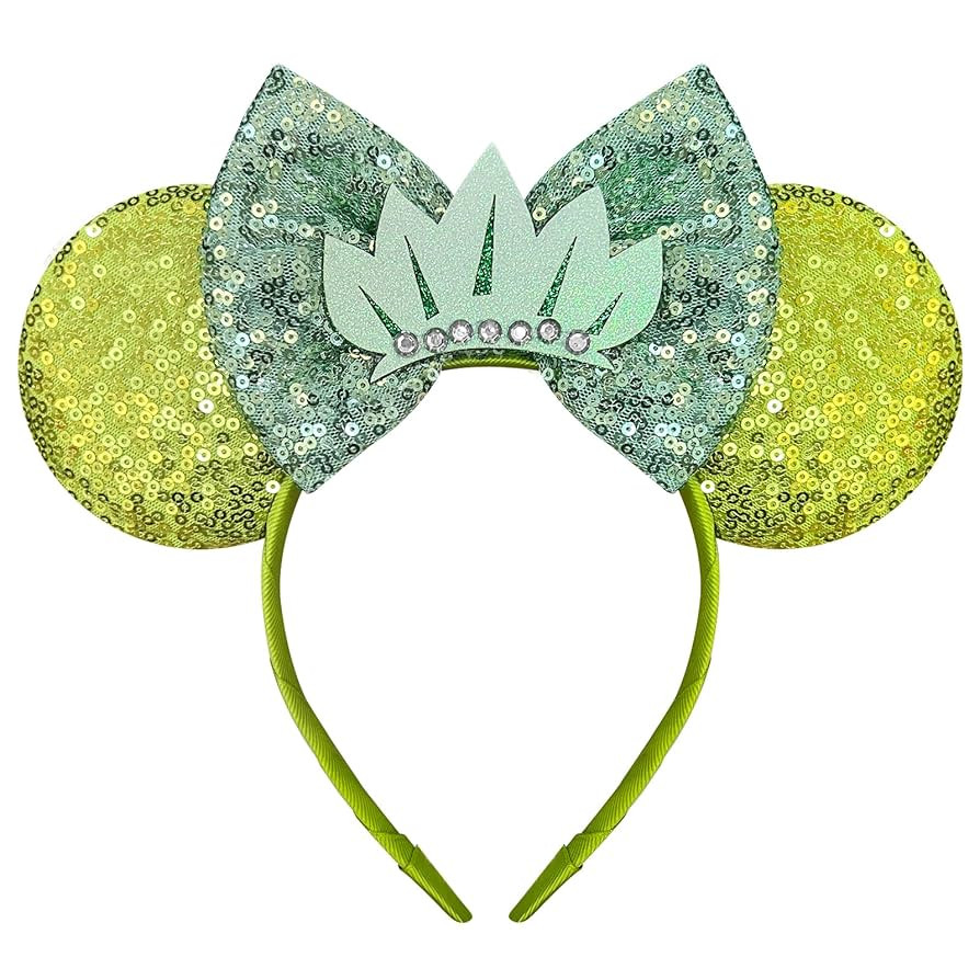 Green Mouse Ears Princess Mouse Ears Headband for Women Sequin Bows Headband for Adult | Amazon (US)