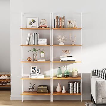 SogesHome Industrial Wall-Mounted Ladder Shelf, 5-Tier Modern Bookshelf with Industrial Metal Fra... | Amazon (US)
