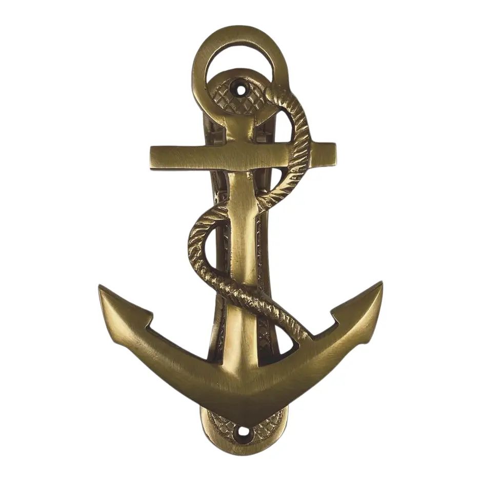Anchor Door Knocker Antiqued Brass Finish | Chairish
