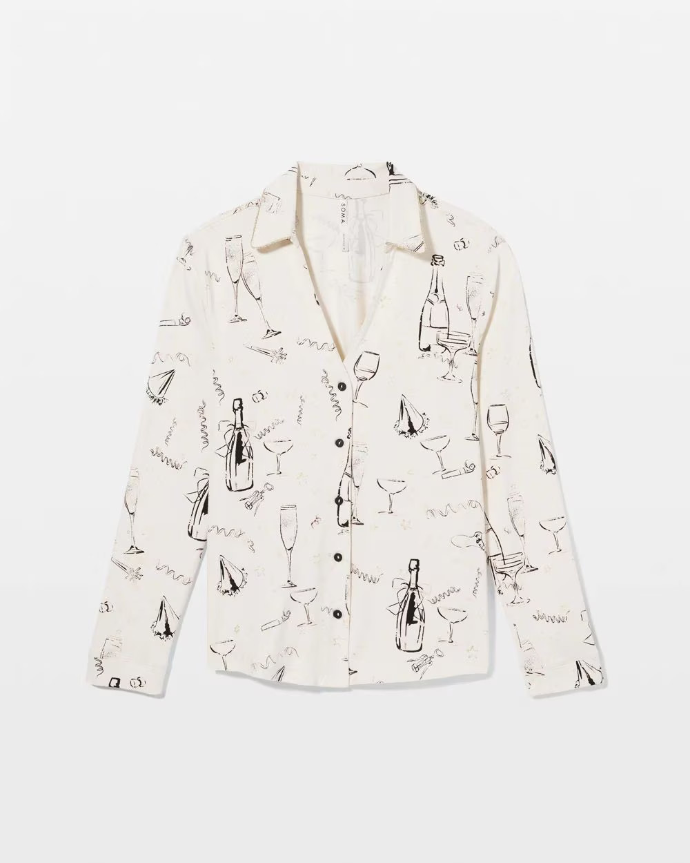 Long-Sleeve Notch Collar Pajama Top | Soma | SOMA