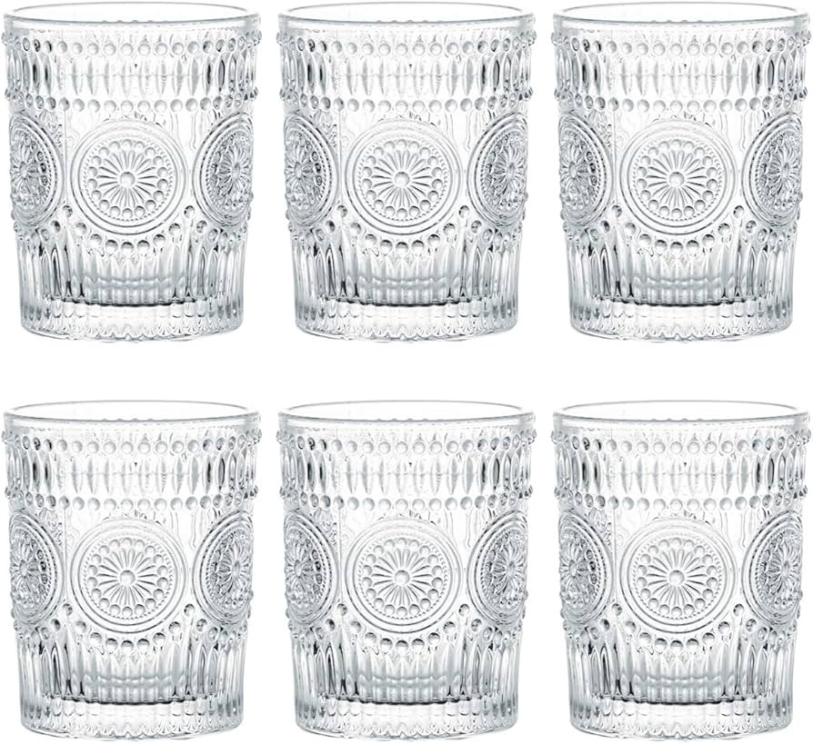 Kingrol 6 Pack 9 oz Romantic Water Glasses, Premium Drinking Glasses Tumblers, Vintage Glassware ... | Amazon (US)