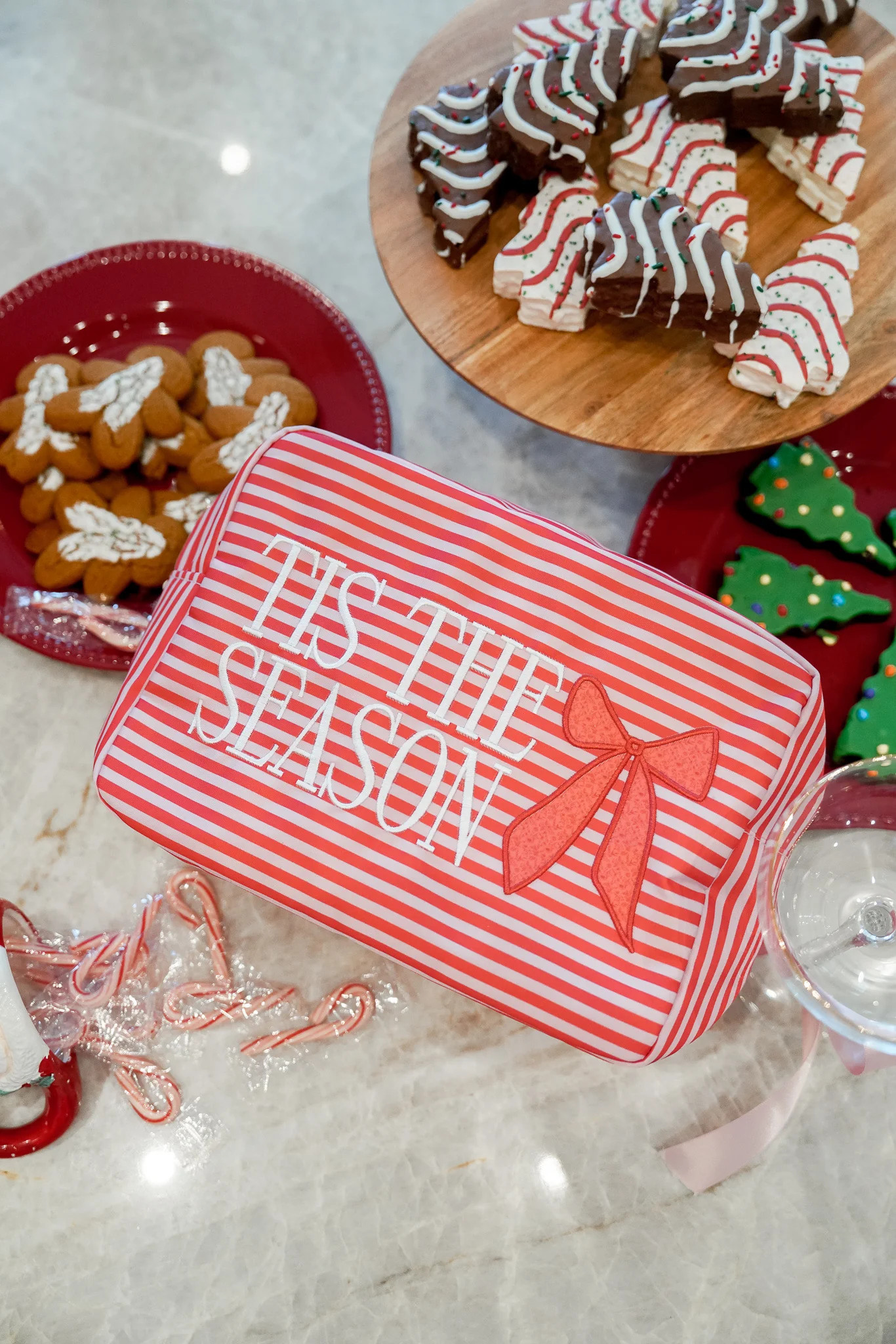 Tis The Season - Red Stripes XL Nylon Bag | KenzKustomz