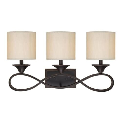 Westinghouse 6302800 Lenola 24" Wide 3 Light Bathroom Vanity Light with Fabric Shades | Bed Bath & Beyond