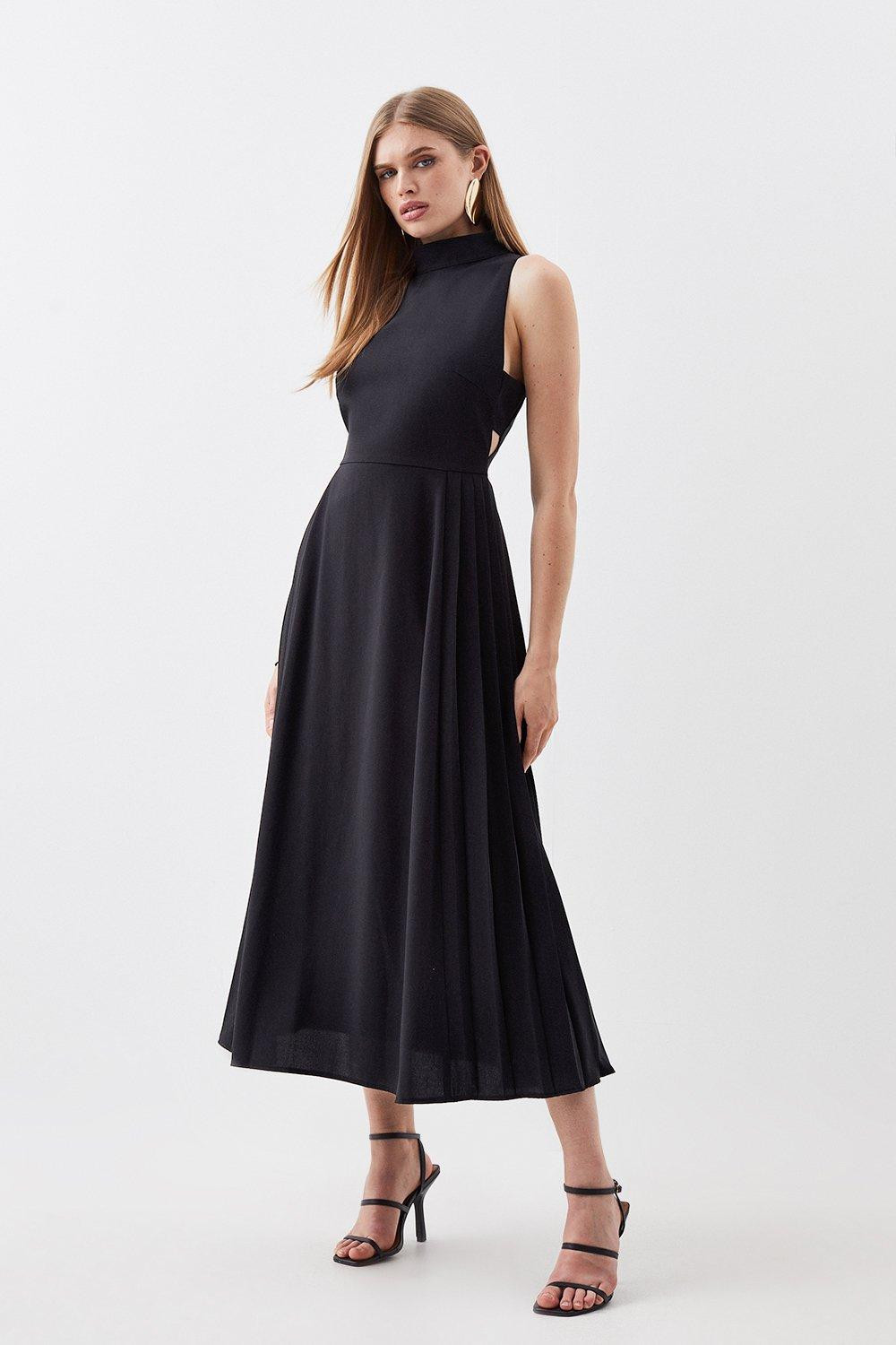 Soft Tailored Pleated Panel Midaxi Dress | Karen Millen US
