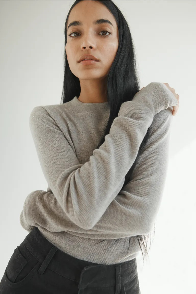 Cashmere-blend jumper - Light mole - Ladies | H&M GB | H&M (UK, MY, IN, SG, PH, TW, HK)