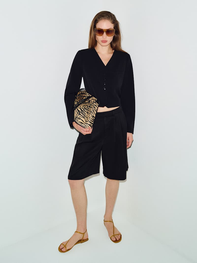 Reformation Drew Short Black Herringbone 0 | Reformation (Global)