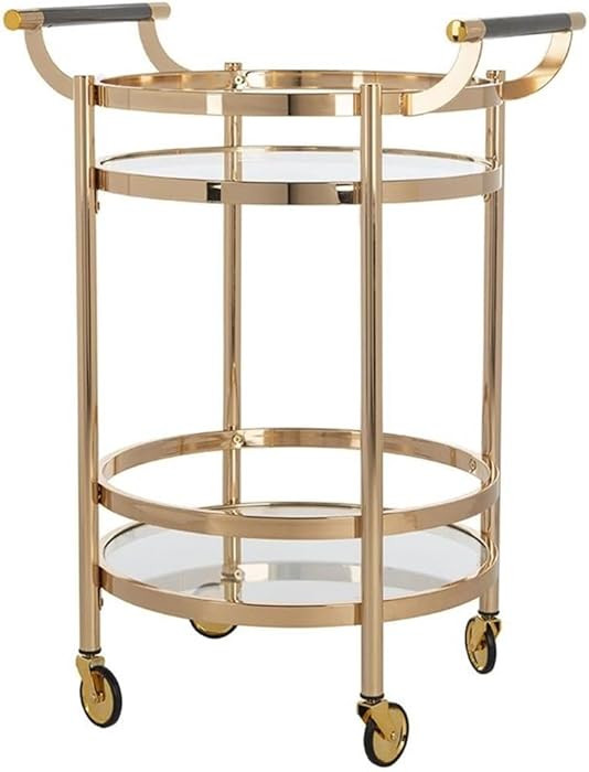 Safavieh Home Collection Sienna Gold and Glass 2-Tier Round Bar Cart | Amazon (US)