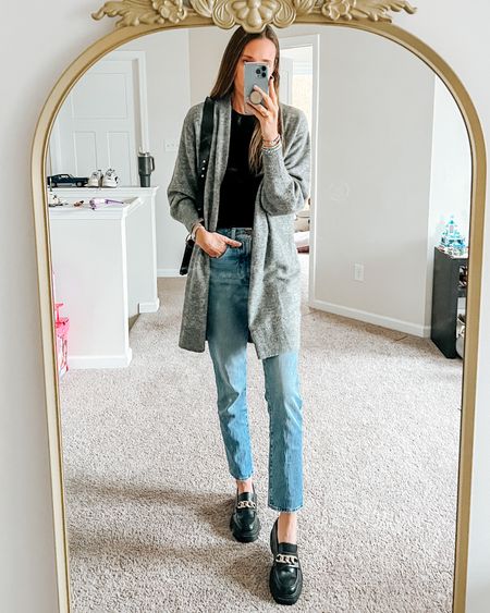 Madewell is 20% off in the LTK app only! My fave denim brand because it’s fair trade and they offer Tall lengths!

I wear a 28 taller (size down one!) and am 6’1”

This cardi and shoes are affordable, on trend styles from H&M. True to size and the Cardi is SO soft and cheap!

I own the tank in multiple colors and it comes in tall sizes. High neck and long. True to size.

#LTKover40 #LTKsalealert #LTKxMadewell