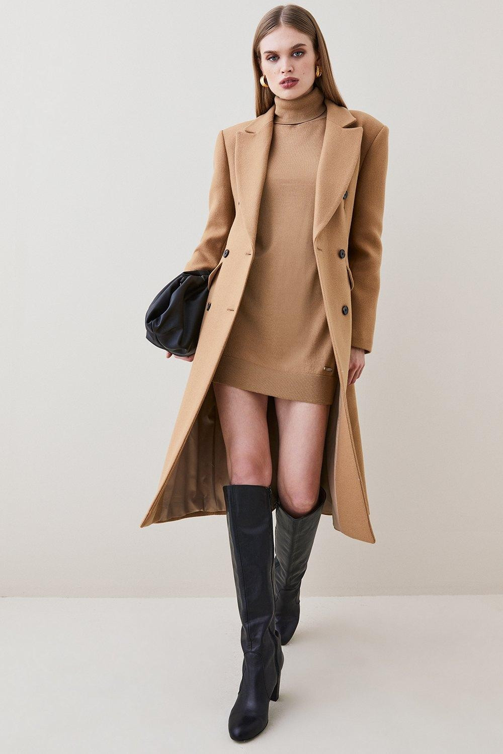 Italian Virgin Wool Hourglass Midi Coat | Karen Millen UK + IE + DE + NL
