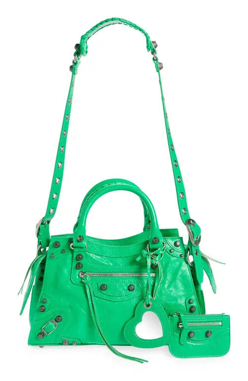 Balenciaga Small Neo Cagole Leather Shoulder Bag in Vivid Green at Nordstrom | Nordstrom