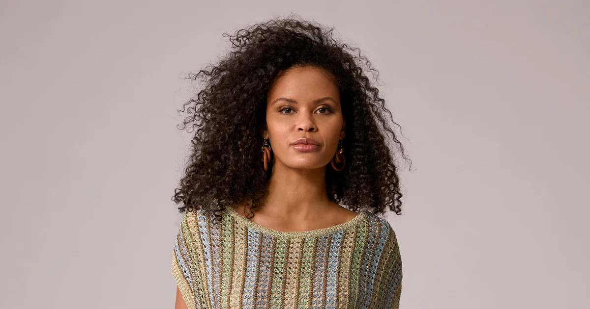 Striped Crochet Boatneck Sweater Top - Multi | Boston Proper | Boston Proper
