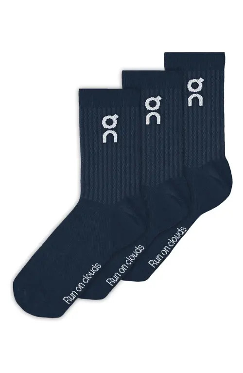 Logo Organic Cotton Crew Socks in Navy at Nordstrom, Size Large | Nordstrom