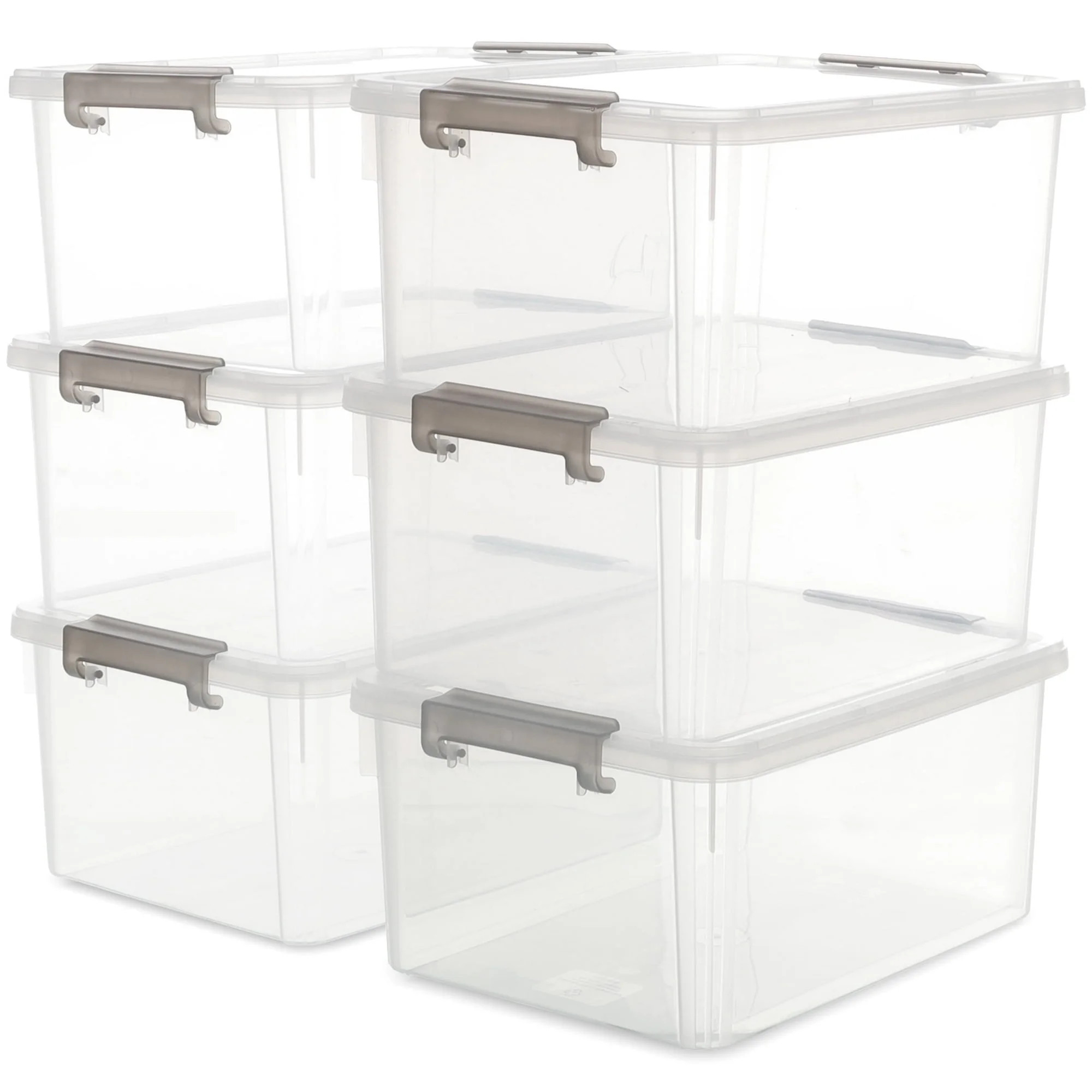 17 QT Clear Storage Bins with Lids Large Stackable Plastic (6 Pack) 15.9x11.6x7.3" | Walmart (US)