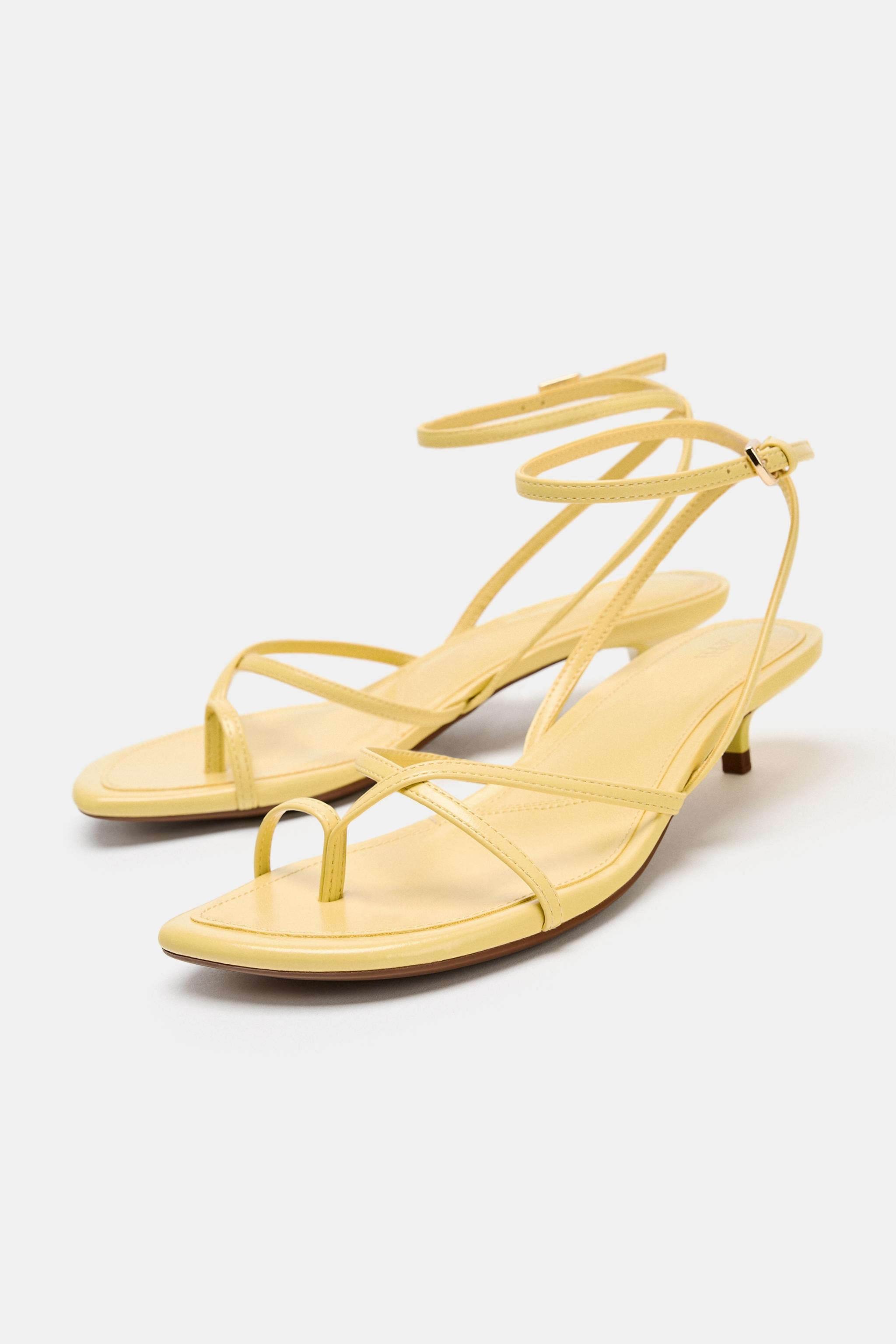 STRAPPY KITTEN HEEL SANDALS | Zara US