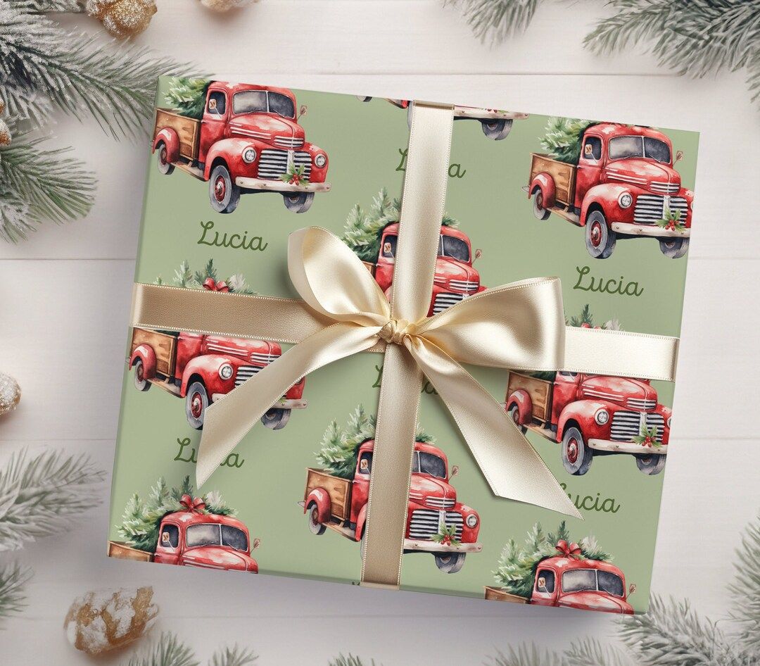 Christmas Tree Truck Personalized Wrapping Paper Xmas Gift - Etsy | Etsy (US)