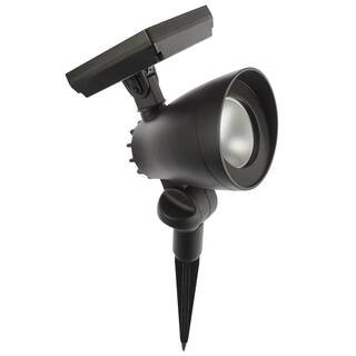 Hampton Bay 55 Lumens Black LED Outdoor Solar Spotlight with Adjustable Head 72301-03 - The Home ... | The Home Depot