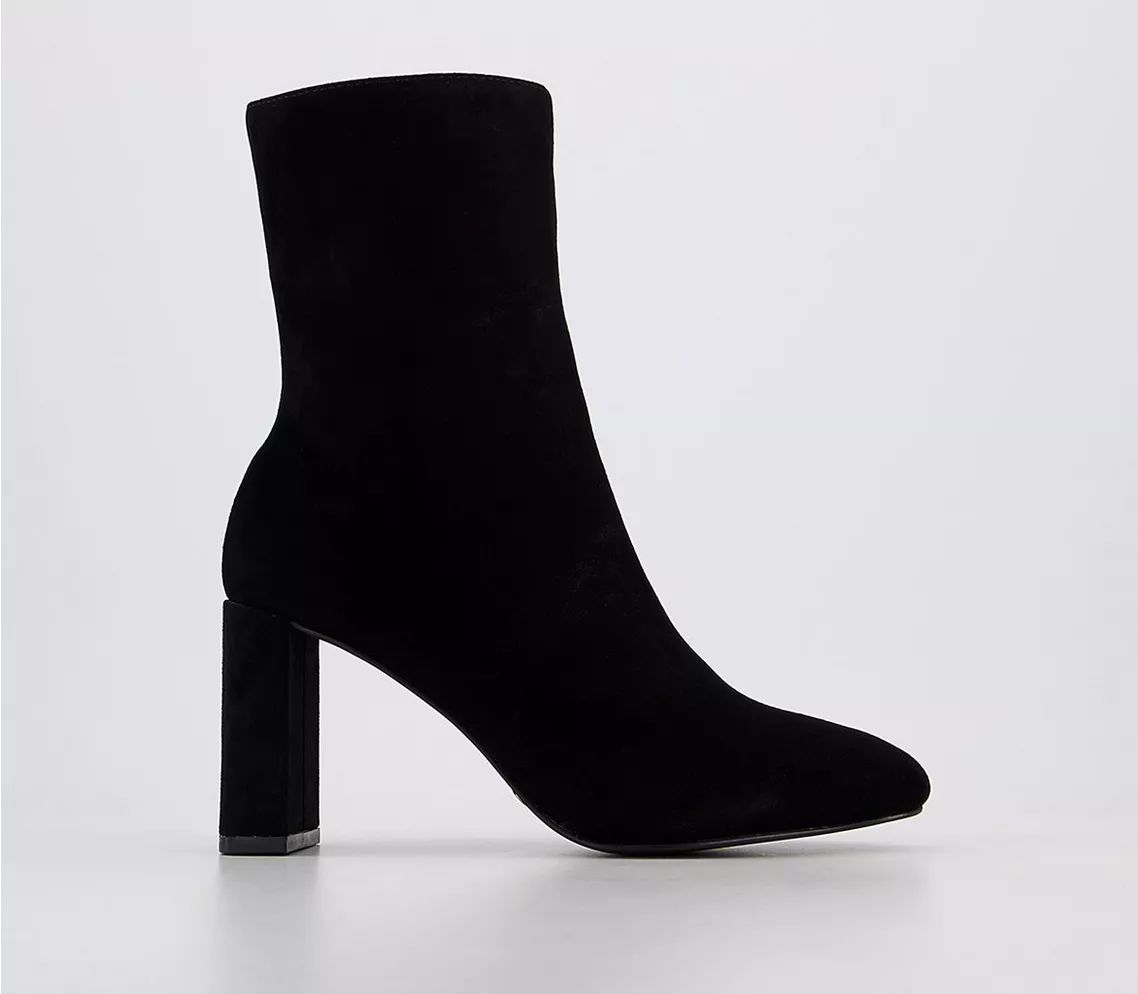 Office
								Attic Block Heel Pull On Ankle Boots
								Black Suede | OFFICE London (UK)