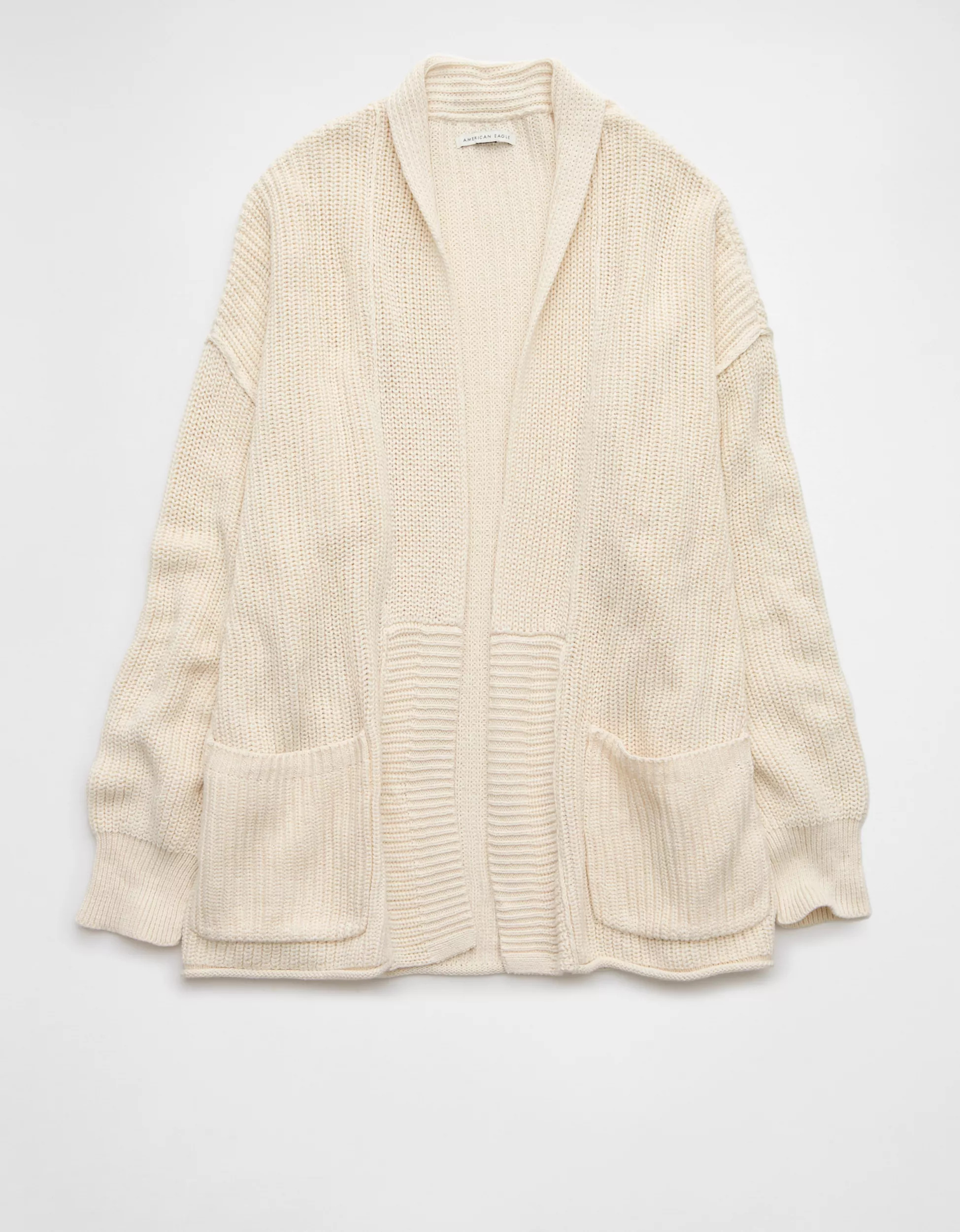 AE Open Front Shaker-Stitch Cardigan | American Eagle Outfitters (US & CA)