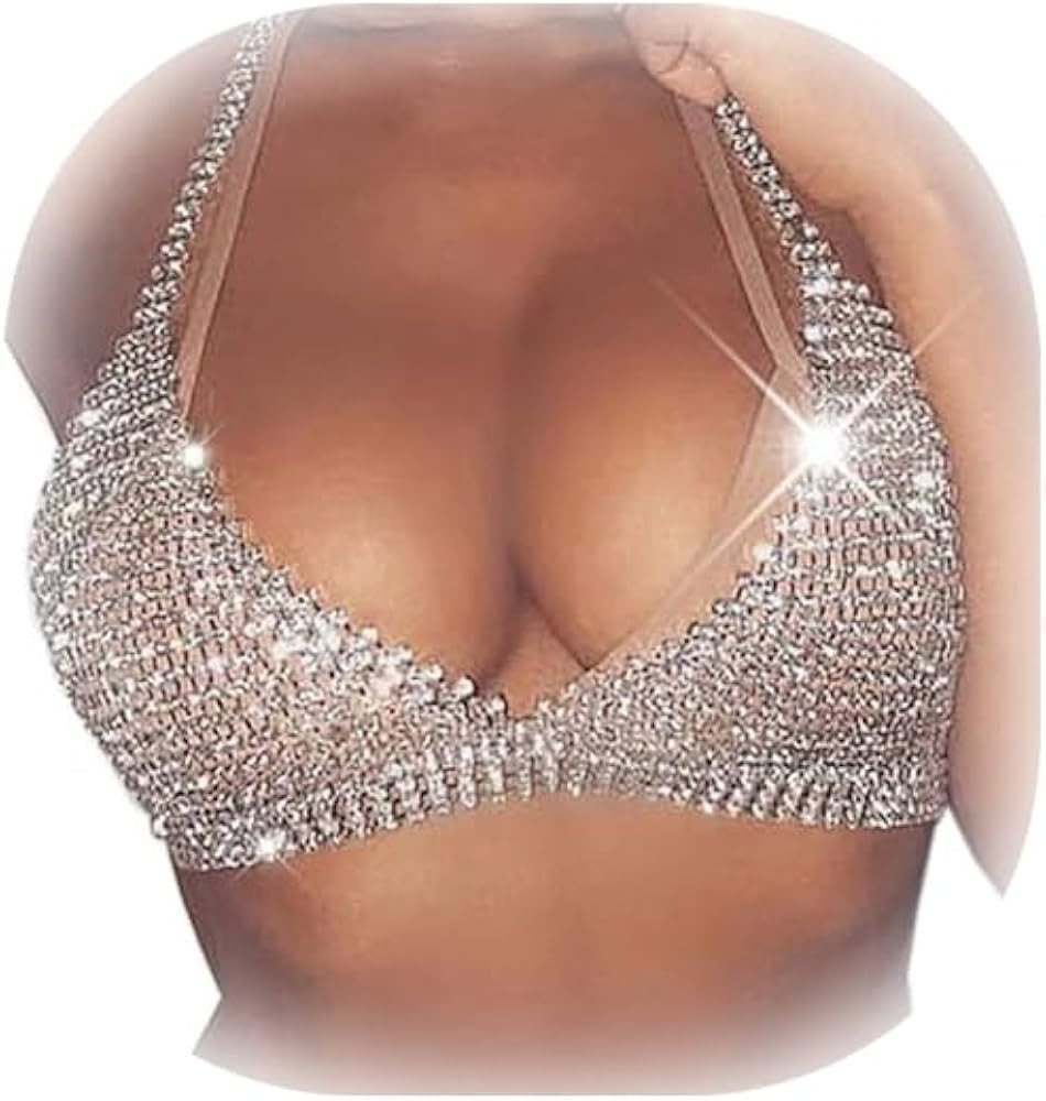 Sexy Bling Rhinstone Bra Body Chain Rhinstone Underwear Bra Harness Crystal Body Chain Jewelry Bi... | Amazon (US)