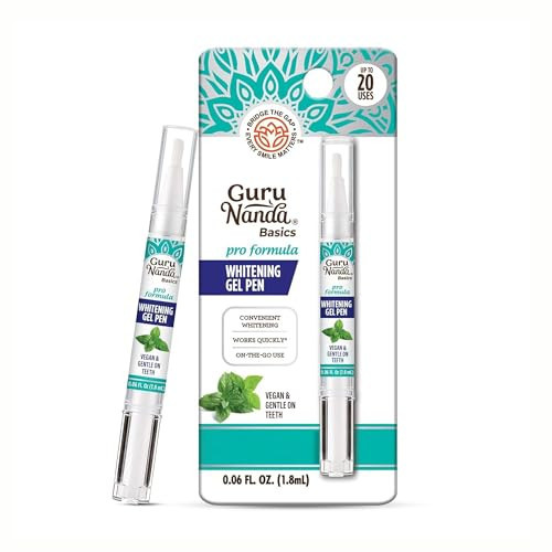 GuruNanda Teeth Whitening Pen,(0.06 fl oz)-20 Uses, Vegan & Gentle on Teeth Pro Formula - Hydrogen Peroxide Whitening Gel Pen, Cruelty-free, Mint Flavor | Amazon (US)