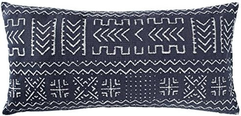 Amazon Brand – Rivet Mudcloth-Inspired Decorative Throw Pillow, 12" x 24", Navy | Amazon (US)