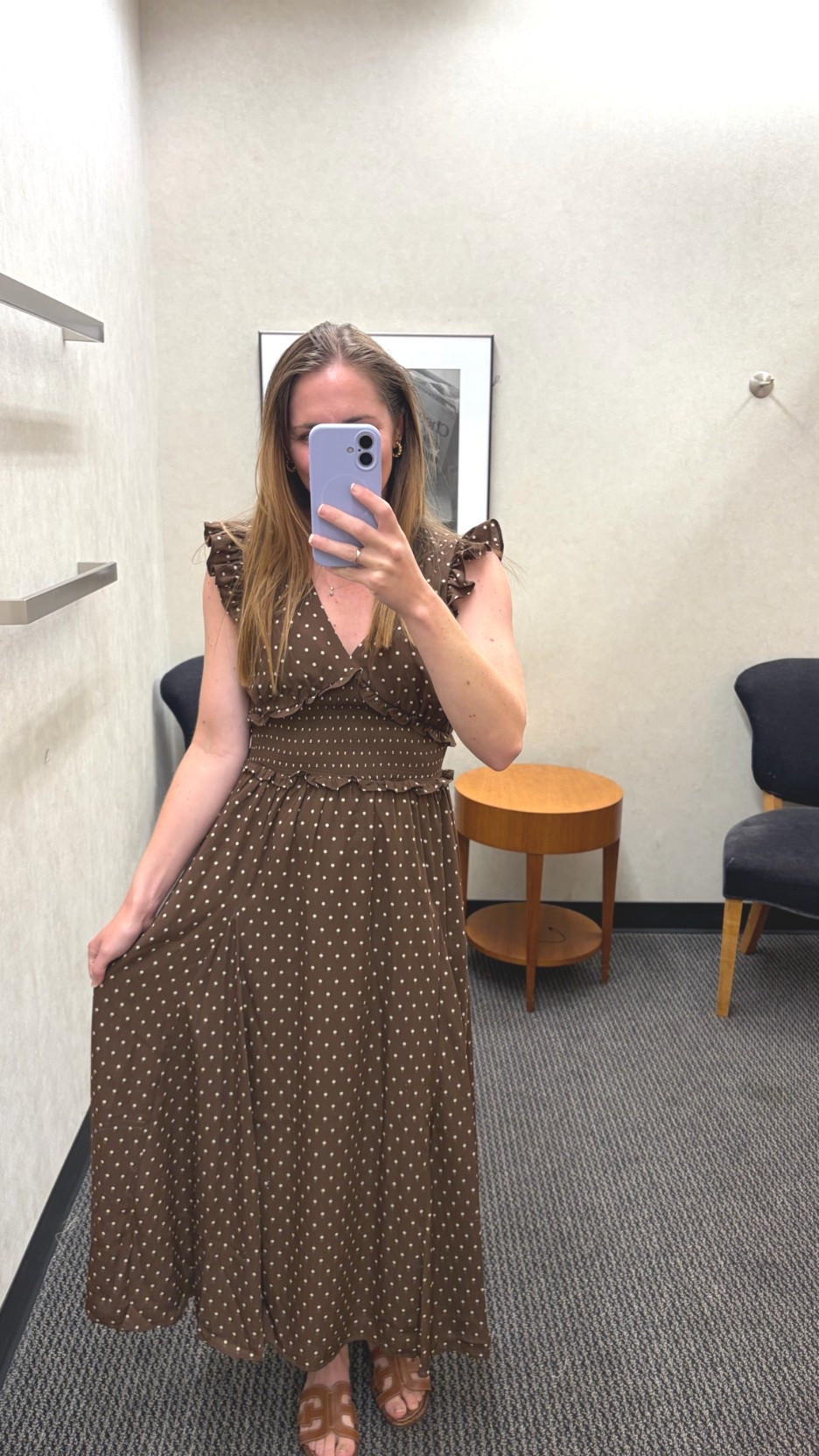 How darling is this brown polka dot chiffon midi dress! Part of the Nordstrom anniversary sale and something you could easily wear now and transition into fall! Easy to dress up or down for a date night, wedding, baby shower… you name it! Wearing true size. 
wedding guest dress summer

#LTKgrwm #LTKmomlife #LTKSaleAlert