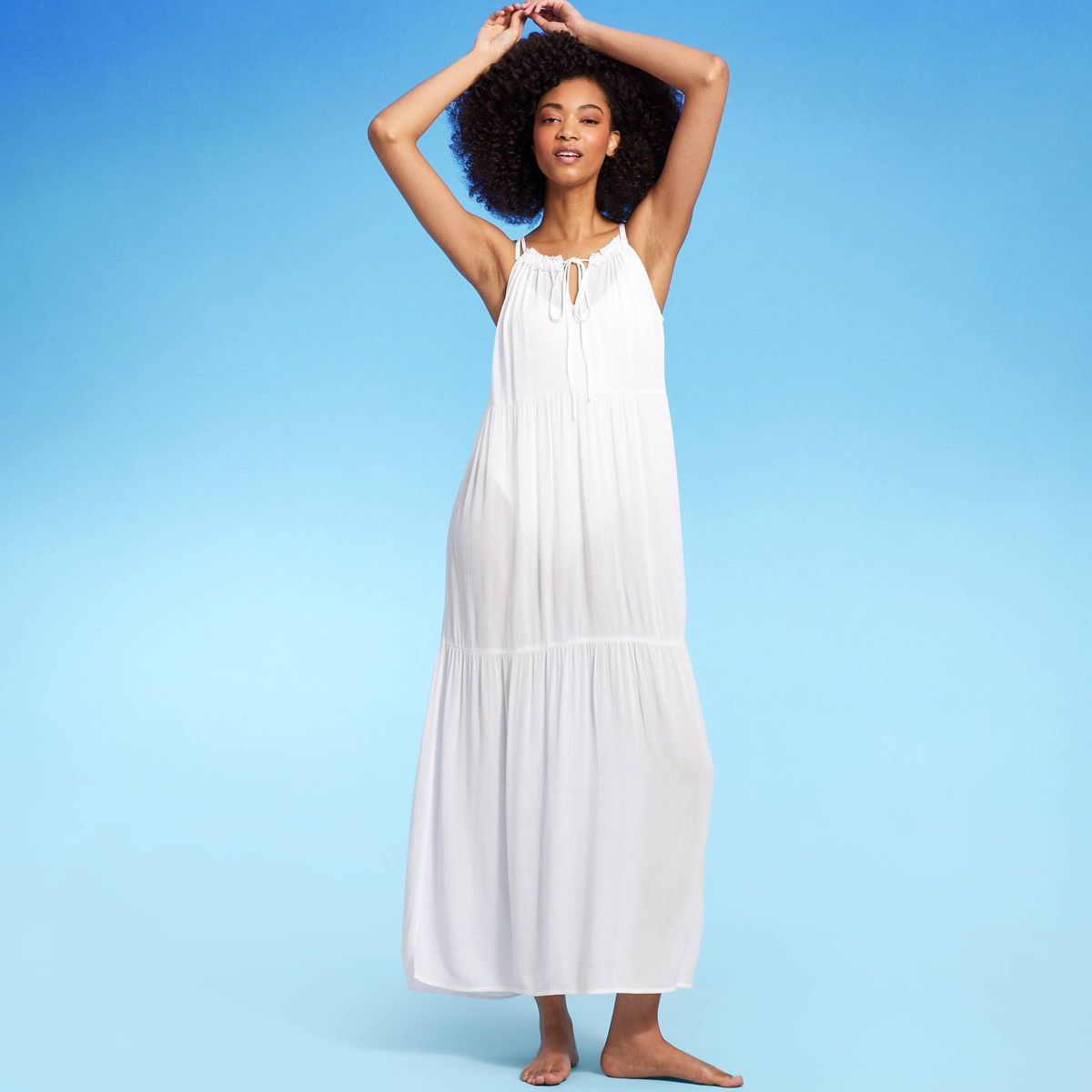 Women's Tiered Cover Up Maxi Dress - Shade & Shore™ White | Target