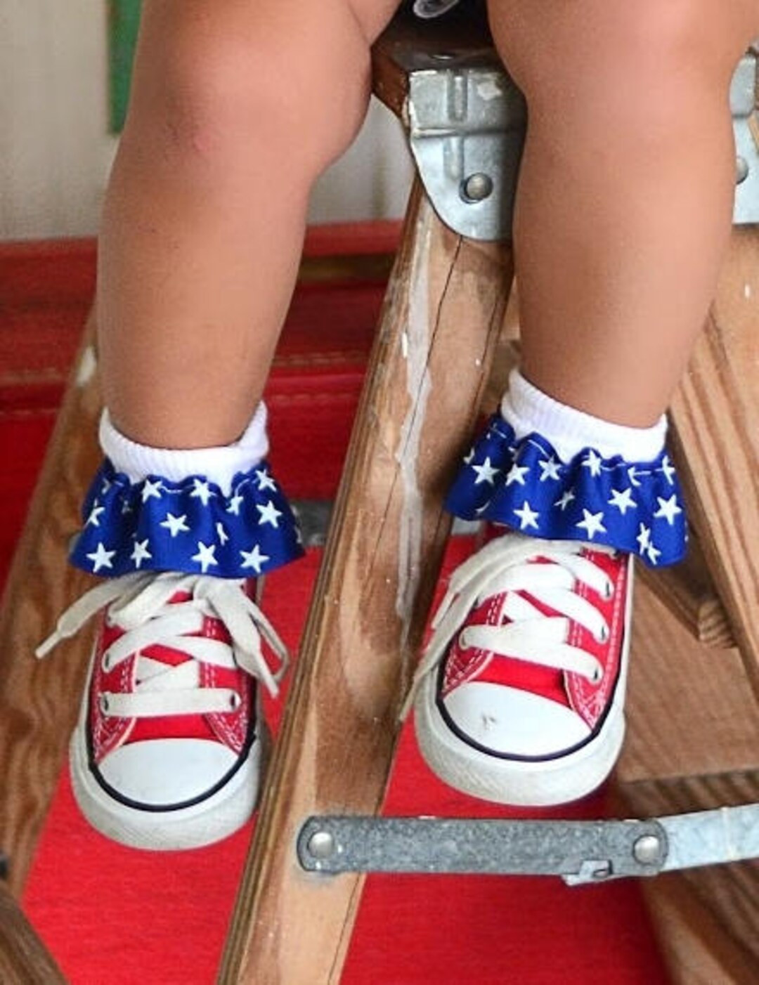 4th of July Baby Socks,Star Ribbon Ruffle Socks,Royal Blue Baby Socks,Frilly Socks,Baby Ribbon So... | Etsy (US)