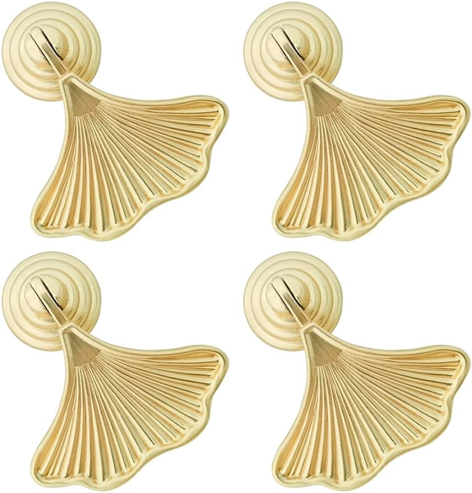 Beyoo 4 Pcs Decorative Golden Leaf Shape Knob Door Handle Cabinet Drawer Cupboard Pull Dresser Si... | Amazon (US)