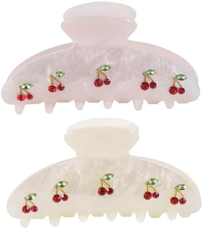 2PCS Cherry Hair Clips for Women Girls – Kawaii Fruit Medium Unique Claw clips, Trendy Handmade... | Amazon (US)