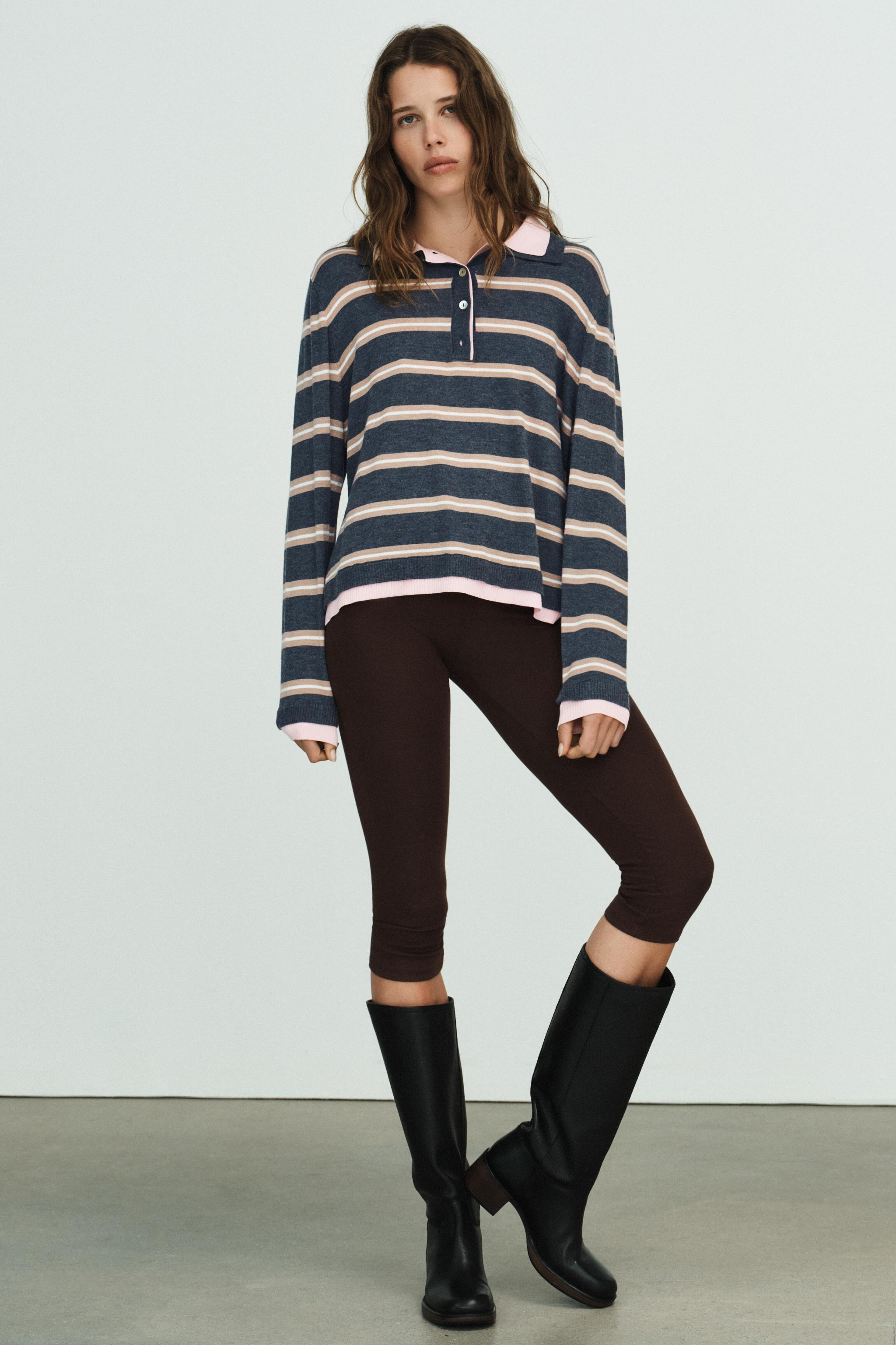 STRIPED COMBINED KNIT POLO SHIRT | Zara UK