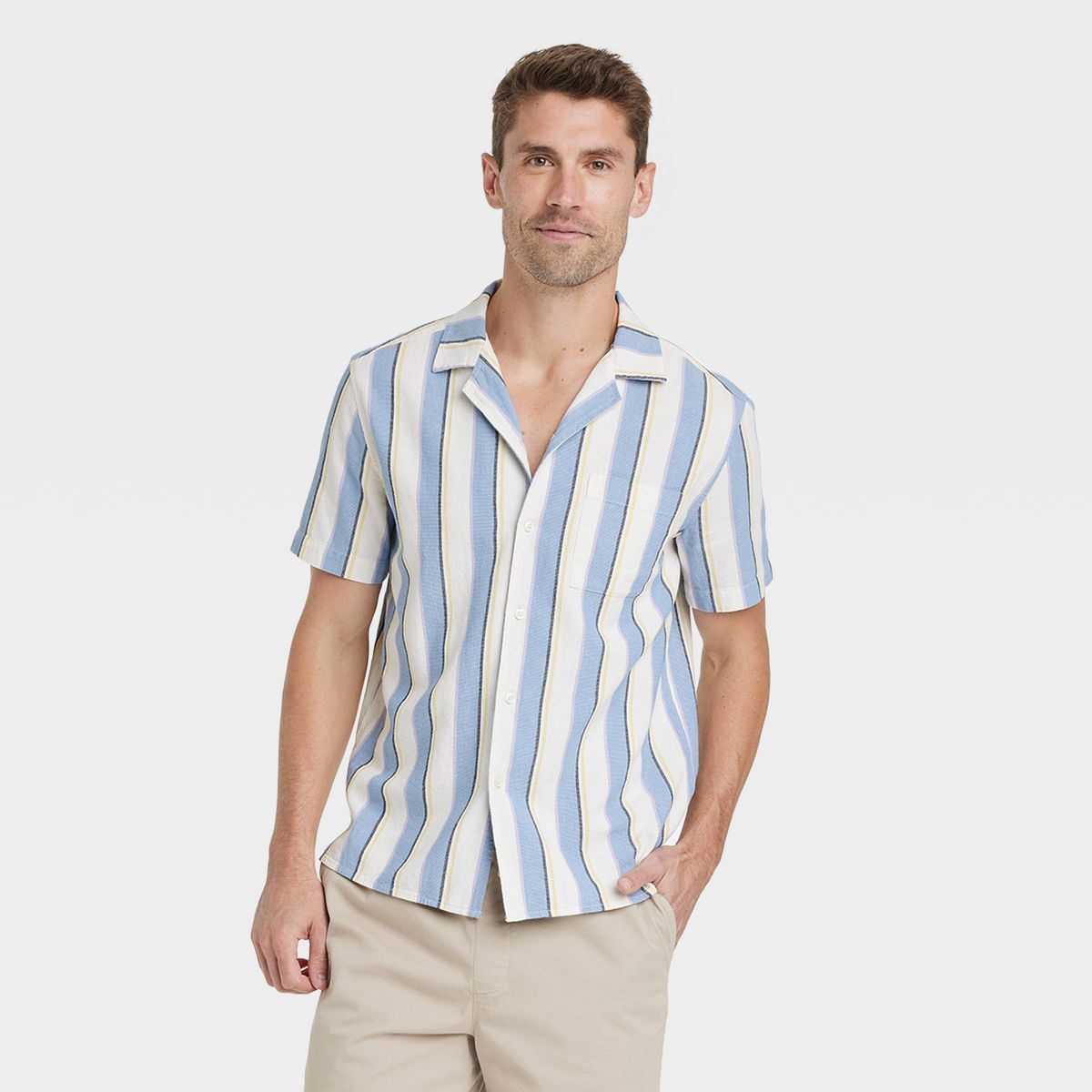Men's Striped Short Sleeve Button-Down Shirt - Goodfellow & Co™ | Target