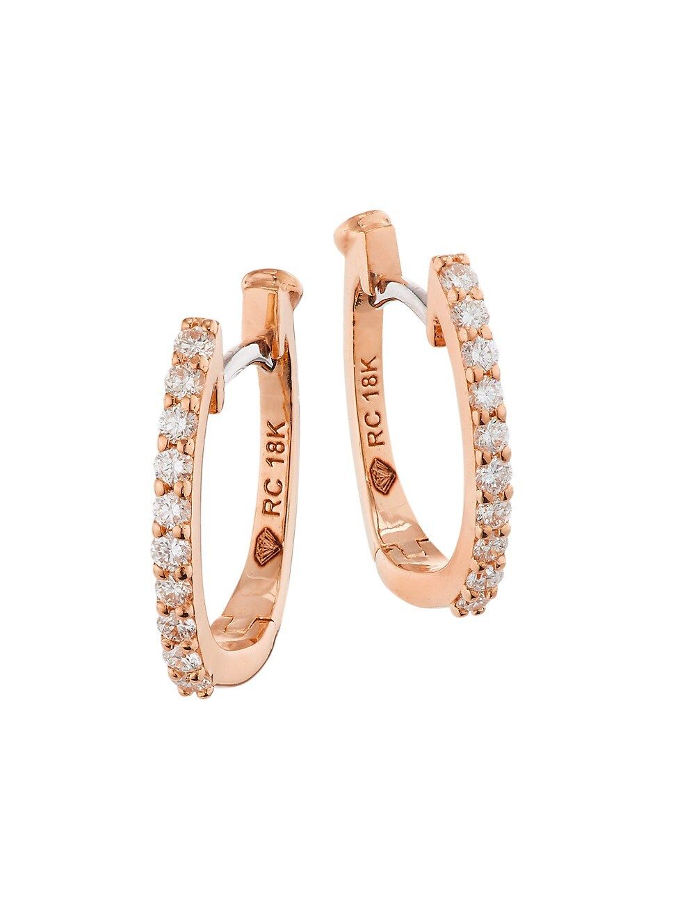 18K Rose Gold & Diamond Pavé Huggie Hoop Earrings | Saks Fifth Avenue