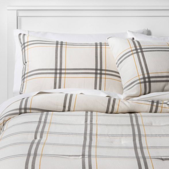 Flannel Plaid Comforter & Sham Set Cream & Gray - Threshold™ | Target