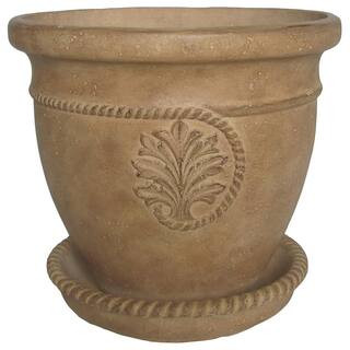 16 in. Dia in Aged Ivory Cast Stone Cameo Pot | The Home Depot