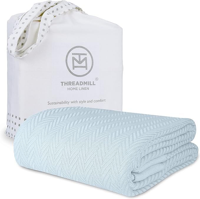 Threadmill Luxury Cotton Blankets for Queen Size Bed | All-Season 100% Cotton Queen Size Blanket ... | Amazon (US)