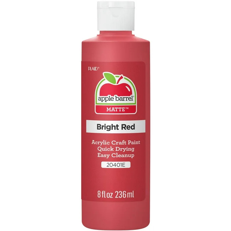Apple Barrel Acrylic Craft Paint, Matte Finish, Bright Red, 8 fl oz | Walmart (US)