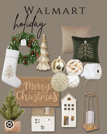 Walmart Holiday decor!! This is the perfect setup for a gorgeous neutral then to pair with gold and silver in your decor! 

#LTKHoliday #LTKSeasonal #LTKsalealert
