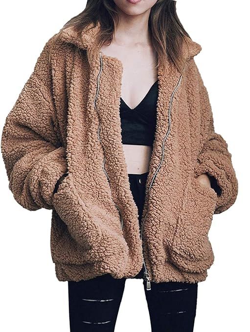 ZHENWEI Women's Fashion Faux Fur Coats Warm Winter Coats | Amazon (US)