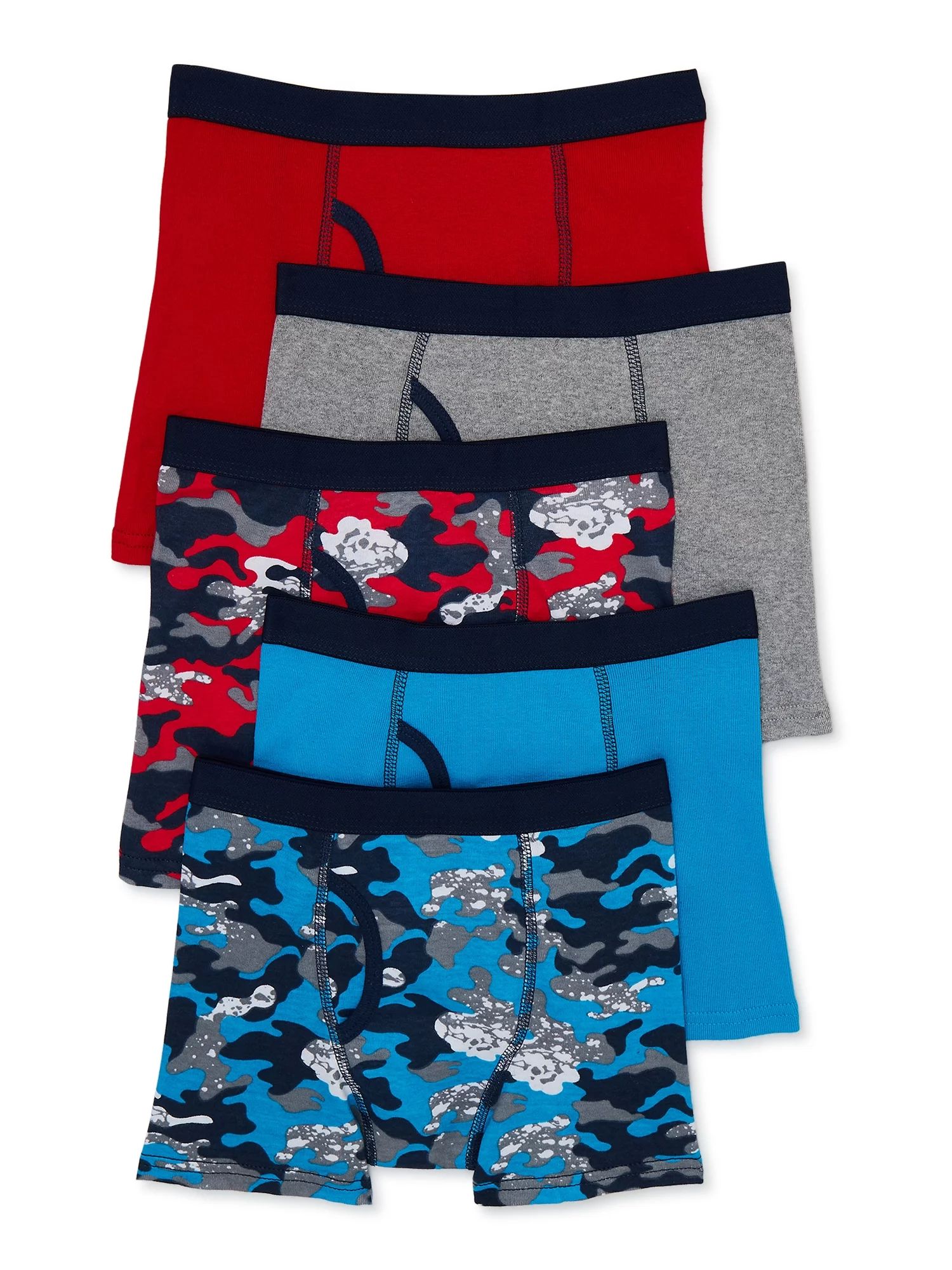 Wonder Nation Boys Cotton Boxer Brief Underwear, 5-Pack, Sizes S-XL | Walmart (US)