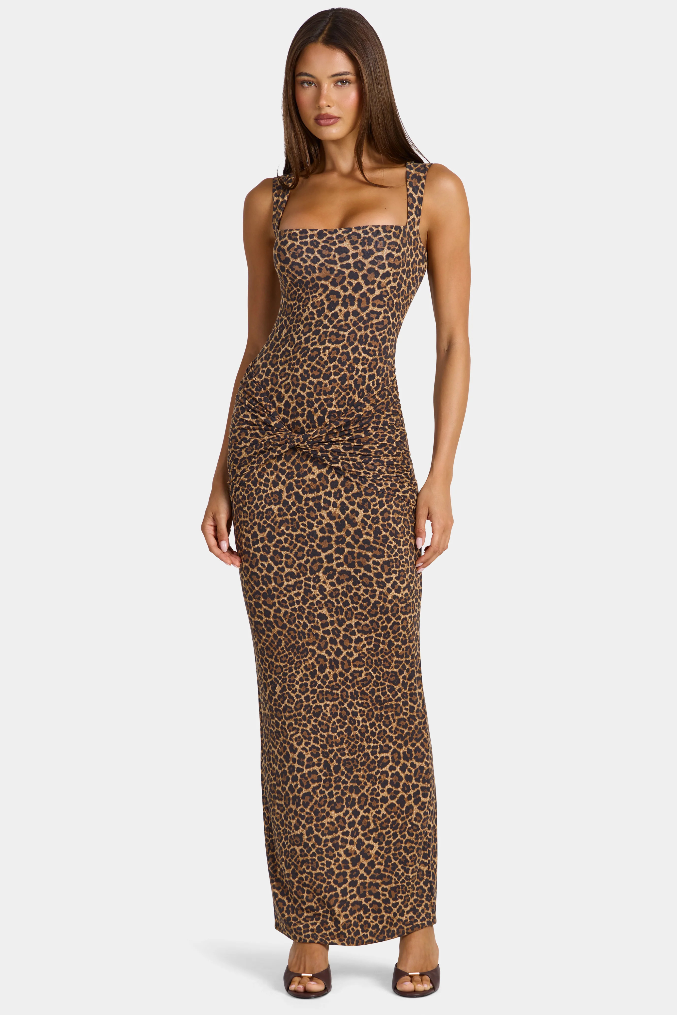 Modal Square-Neck Maxi Dress in Leopard | Oh Polly