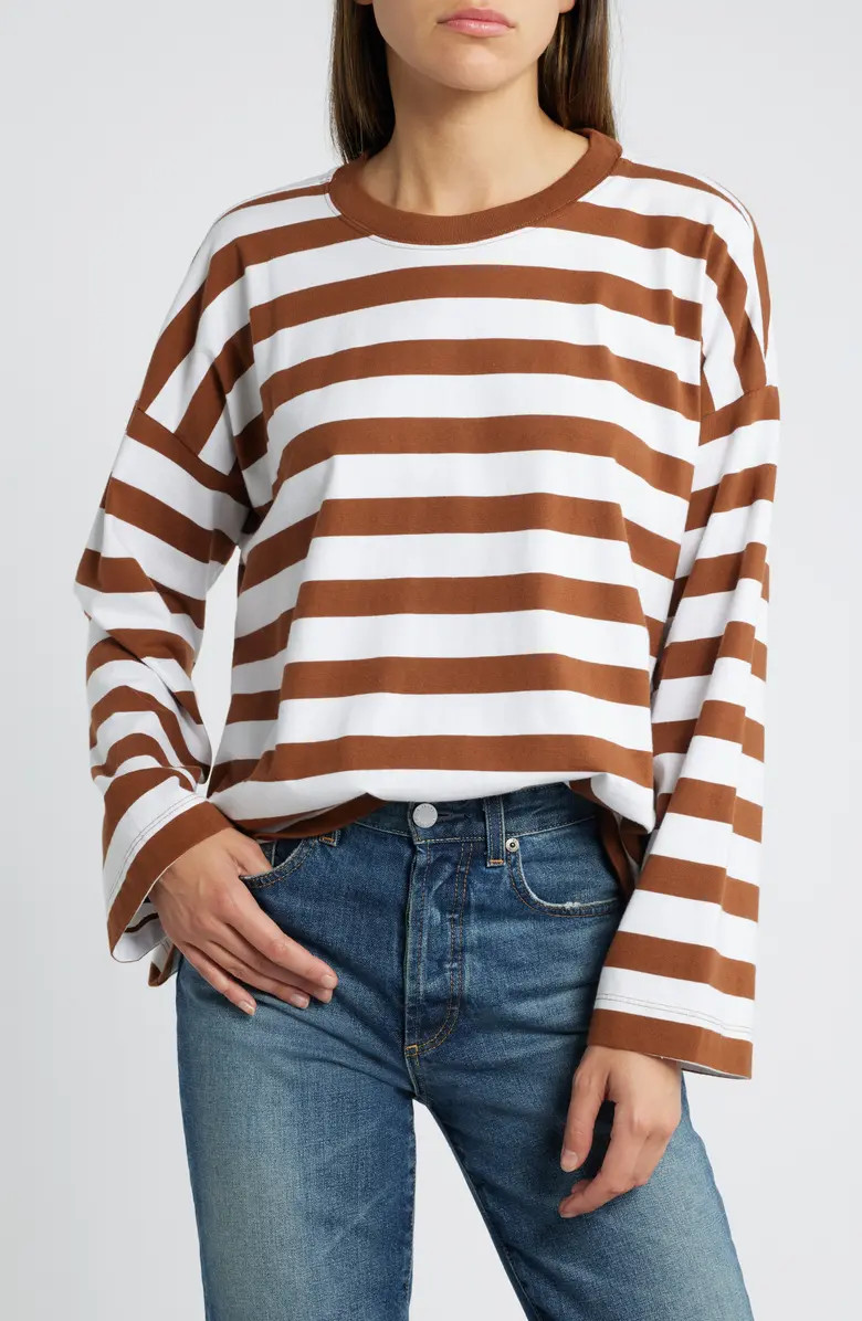 Stripe Oversize Long Sleeve Crewneck T-Shirt | Nordstrom