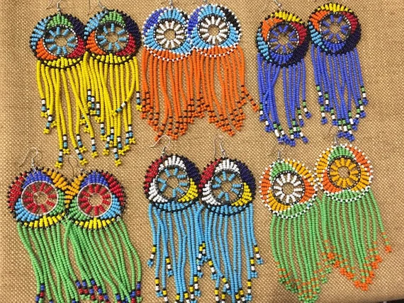 Hand Made Beaded Kenyan Earrings - Etsy | Etsy (US)