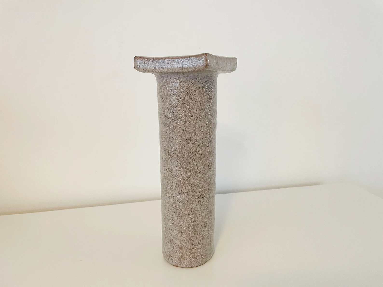 Modernist Ikebana Minimalist Column Stoneware Vase With White and Translucent Bubble Glazes / Cir... | Etsy (US)