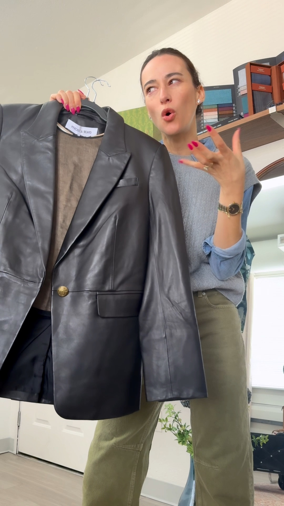 Leather Blazer on Sale! This Veronica Beard black leather blazer is a staple! Absolutely chic. It does run a smidge big. Stay true to size if you want to layer underneath or size down for a slimmer fit. 

#LTKSeasonal #LTKOver40 #LTKTall