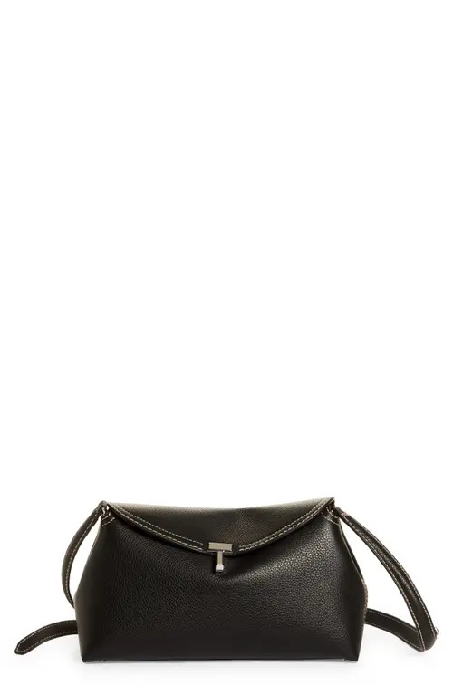 TOTEME T-Lock Leather Clutch in Black Grain at Nordstrom | Nordstrom